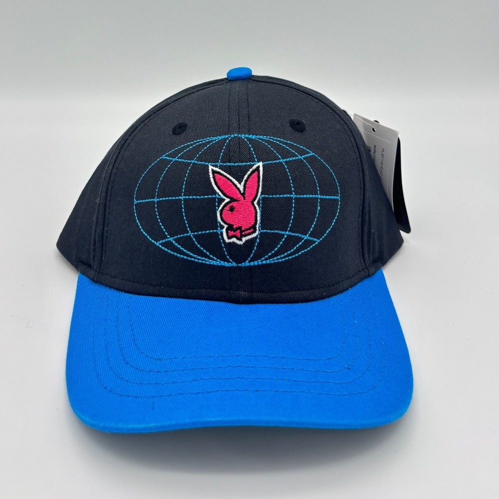Playboy Worldwide Playground Dad Hat Black Blue Pink Bunny Logo PLBY140-DAD-25